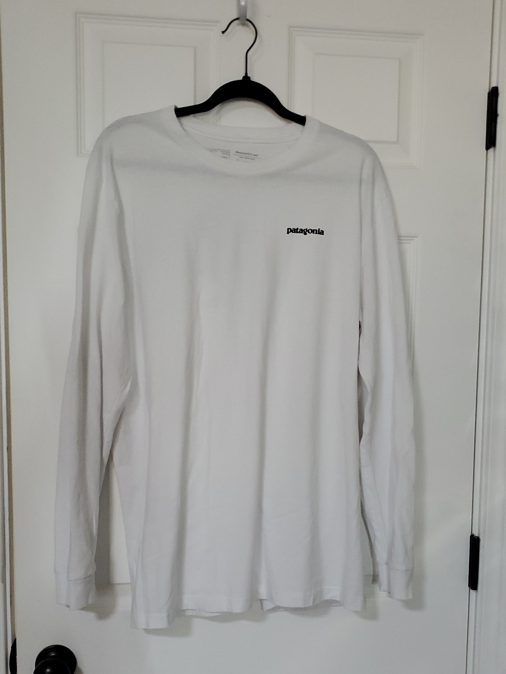 Patagonia White Long-Sleeve Logo Crew